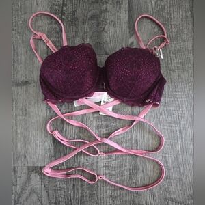 PINK Victoria's Secret Purple and Pink Push-Up Bra